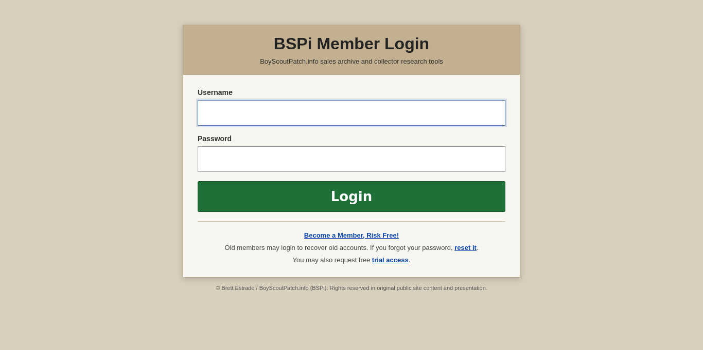 BSPi Member Login page