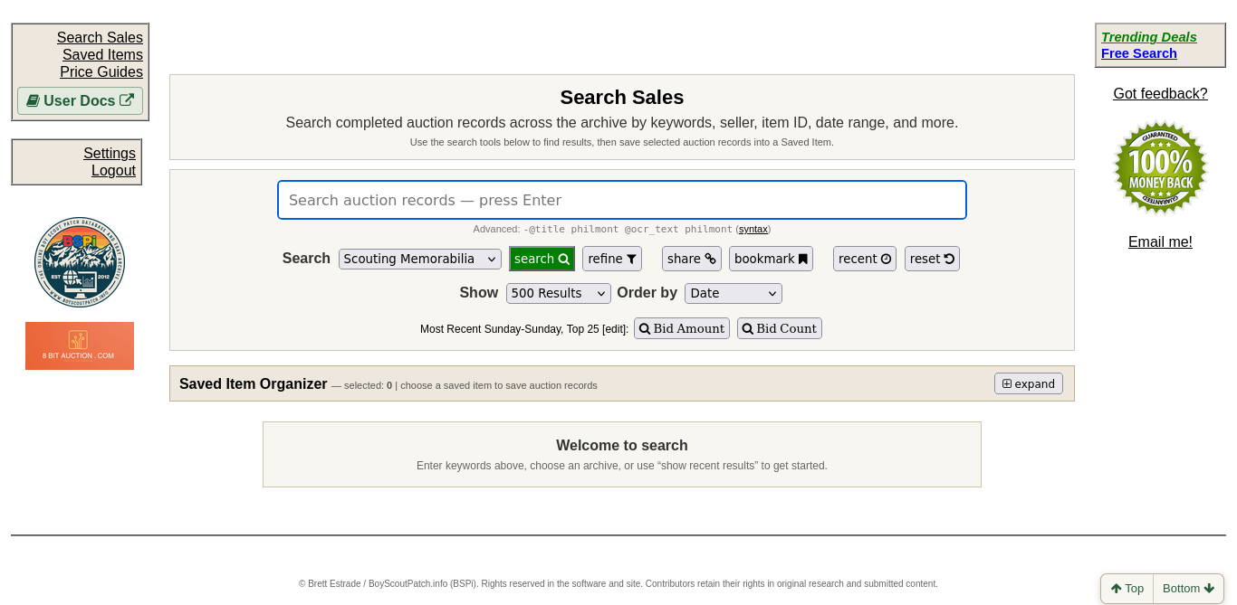 BSPi Search Sales landing page, before a search