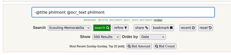 Search box containing a title-exclusion and OCR-only query